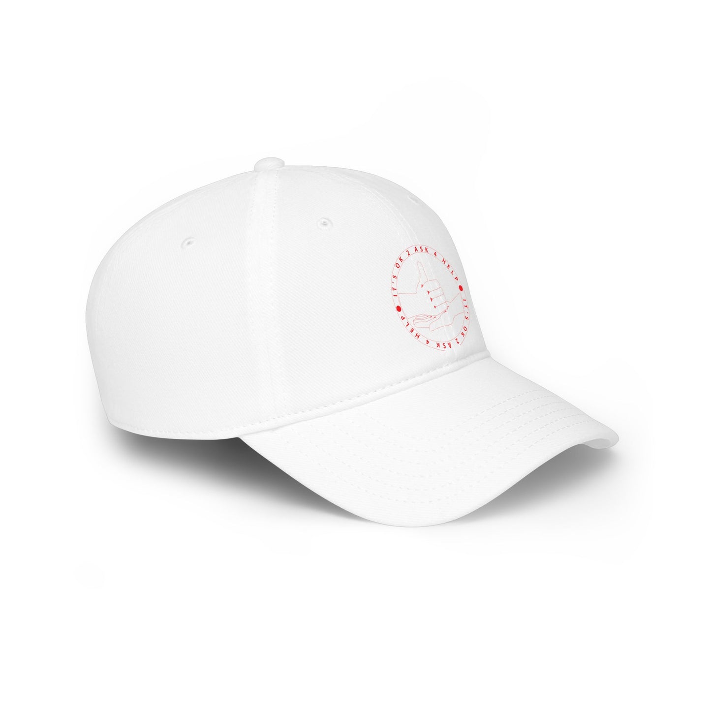 Low Profile Baseball Cap – Red Thumbs Up Badge Embroidered Hat
