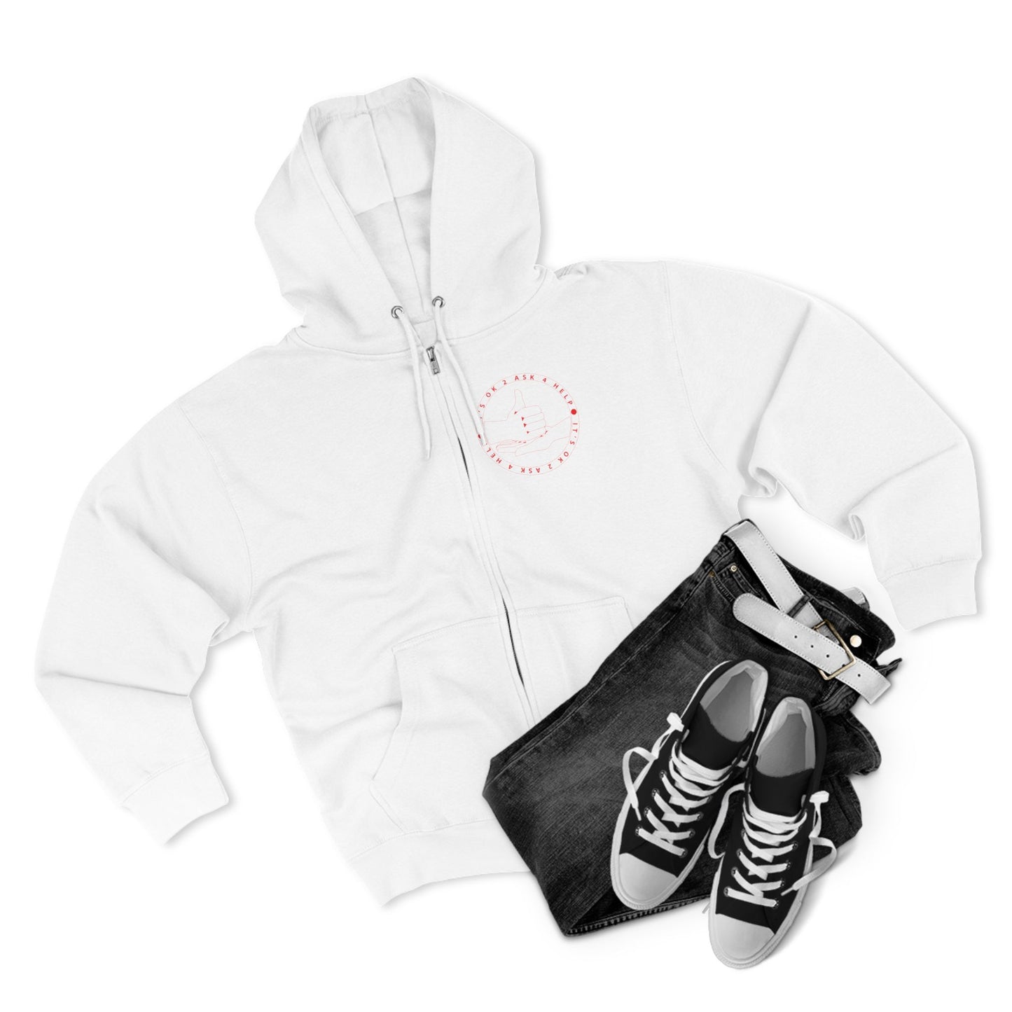 Unisex Premium Full Zip Hoodie- Red Device