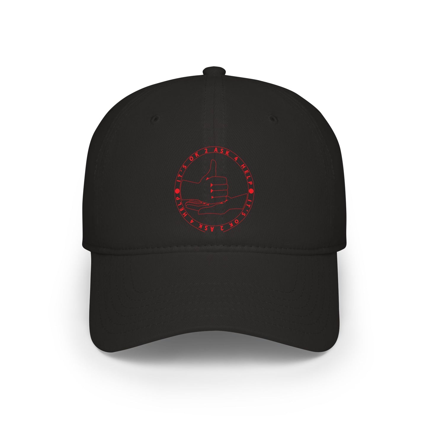 Low Profile Baseball Cap – Red Thumbs Up Badge Embroidered Hat