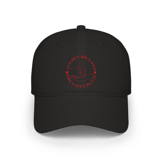 Low Profile Baseball Cap – Red Thumbs Up Badge Embroidered Hat