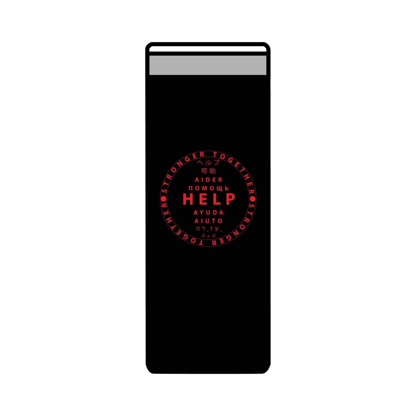 22oz Skinny Tumbler — Red 'HELP' Multilingual Support Seal