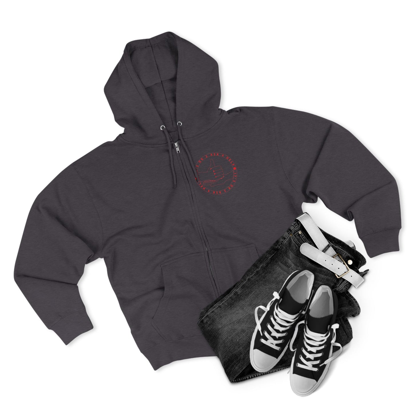Unisex Premium Full Zip Hoodie- Red Device
