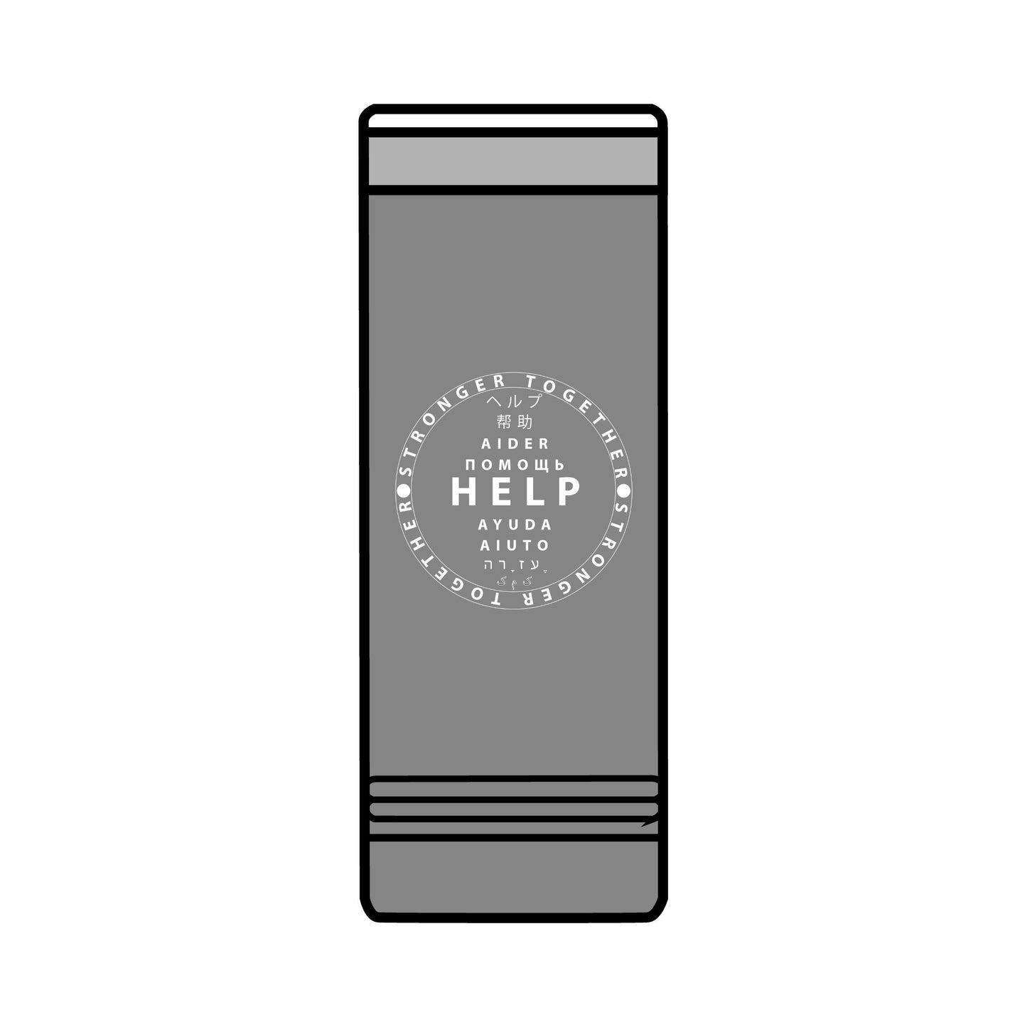 22oz Skinny Tumbler — Red 'HELP' Multilingual Support Seal
