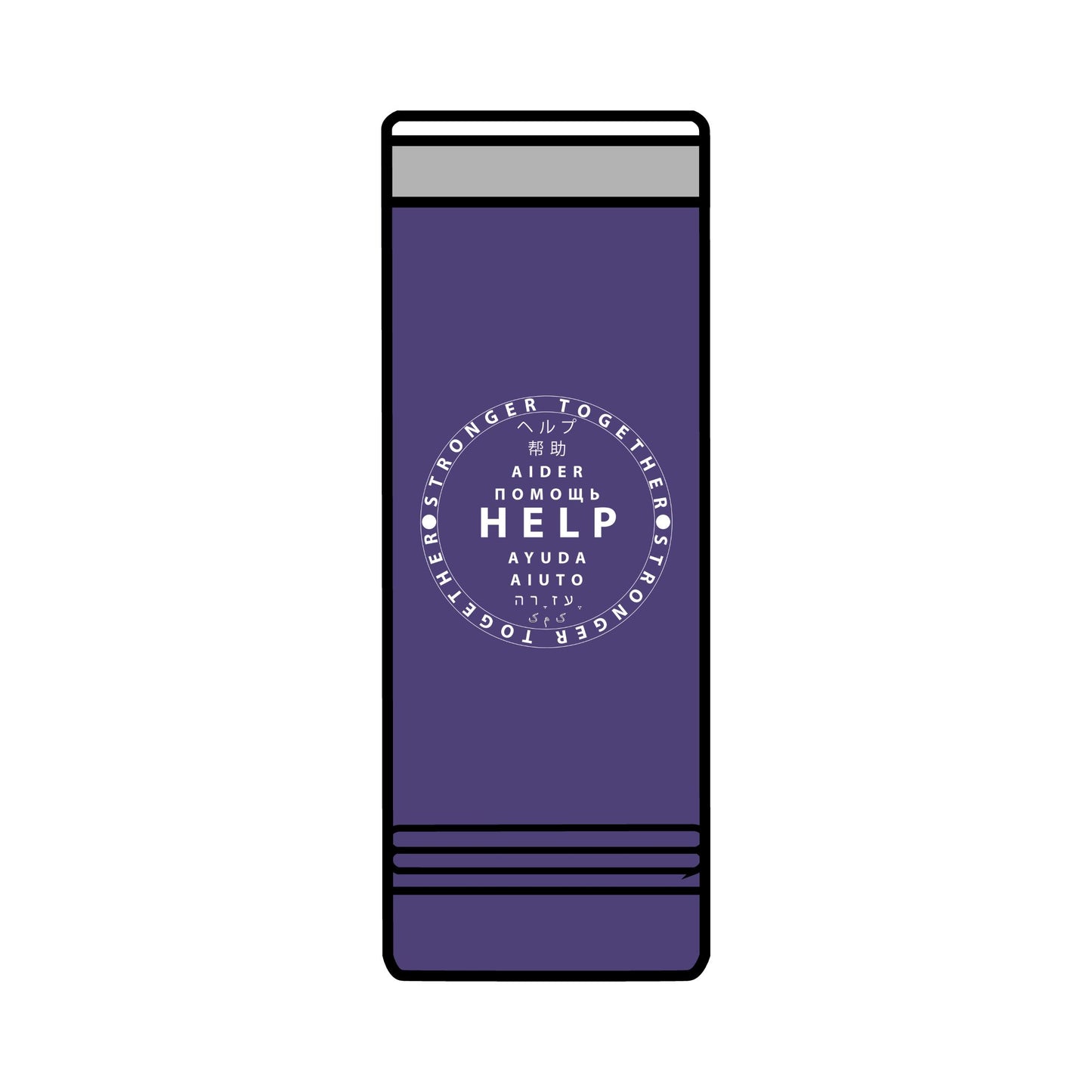22oz Skinny Tumbler — Red 'HELP' Multilingual Support Seal