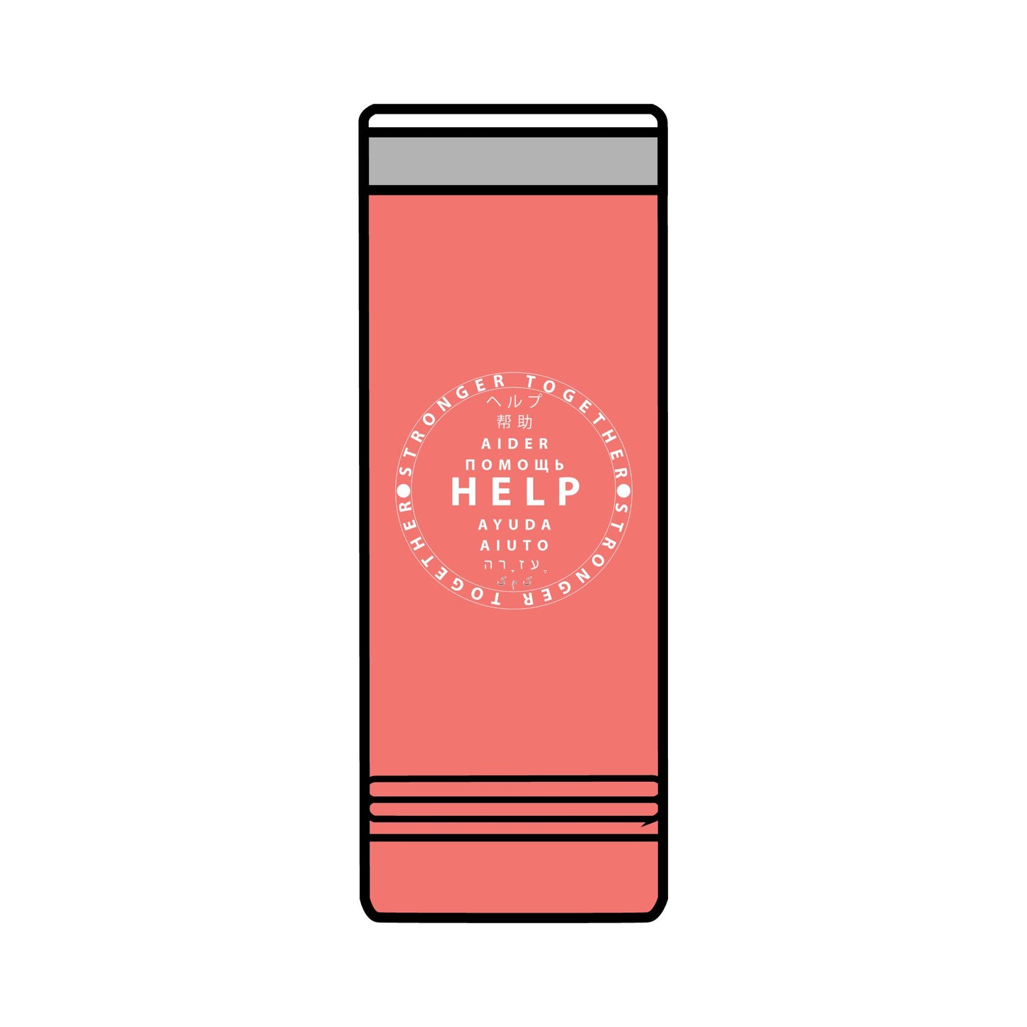 22oz Skinny Tumbler — Red 'HELP' Multilingual Support Seal
