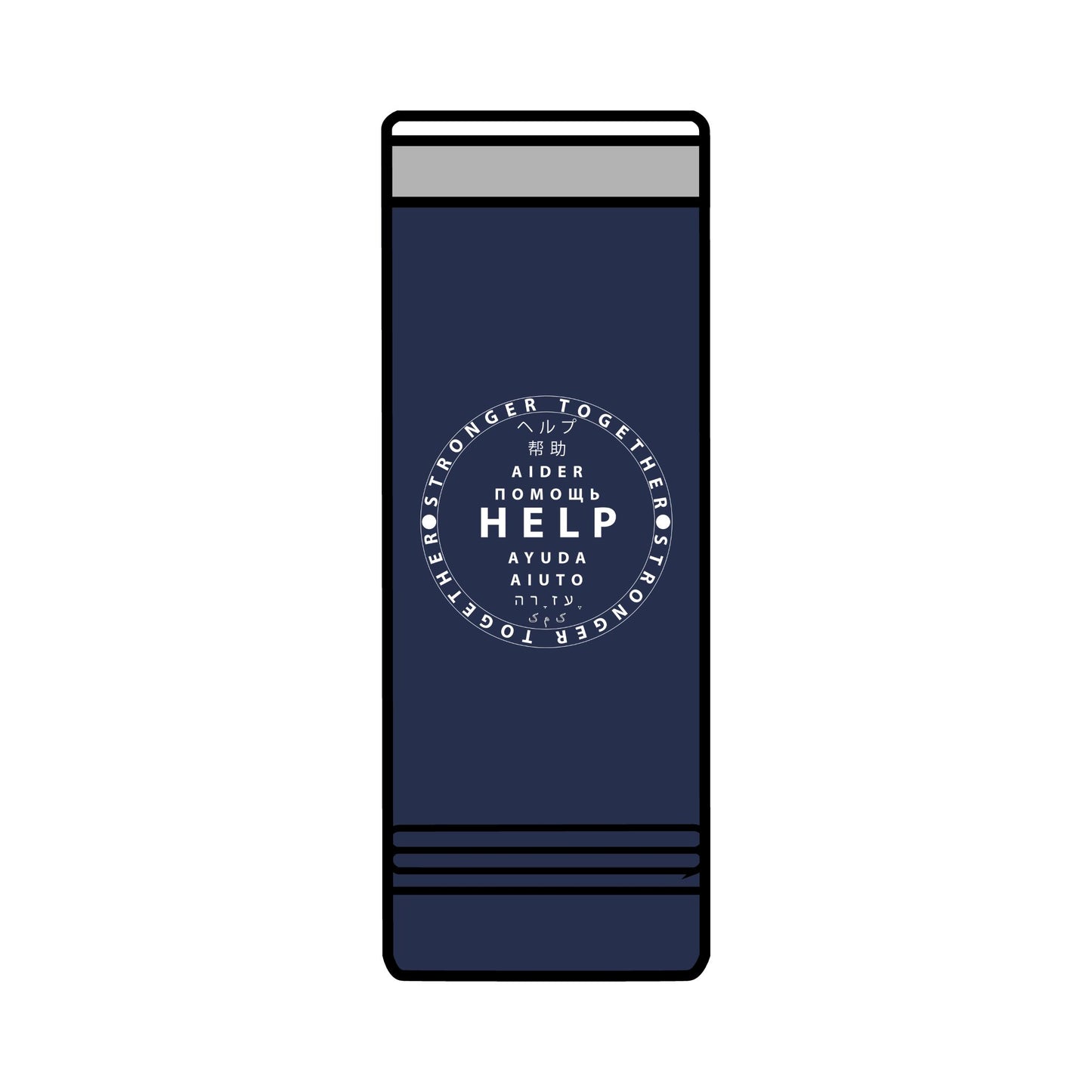 22oz Skinny Tumbler — Red 'HELP' Multilingual Support Seal