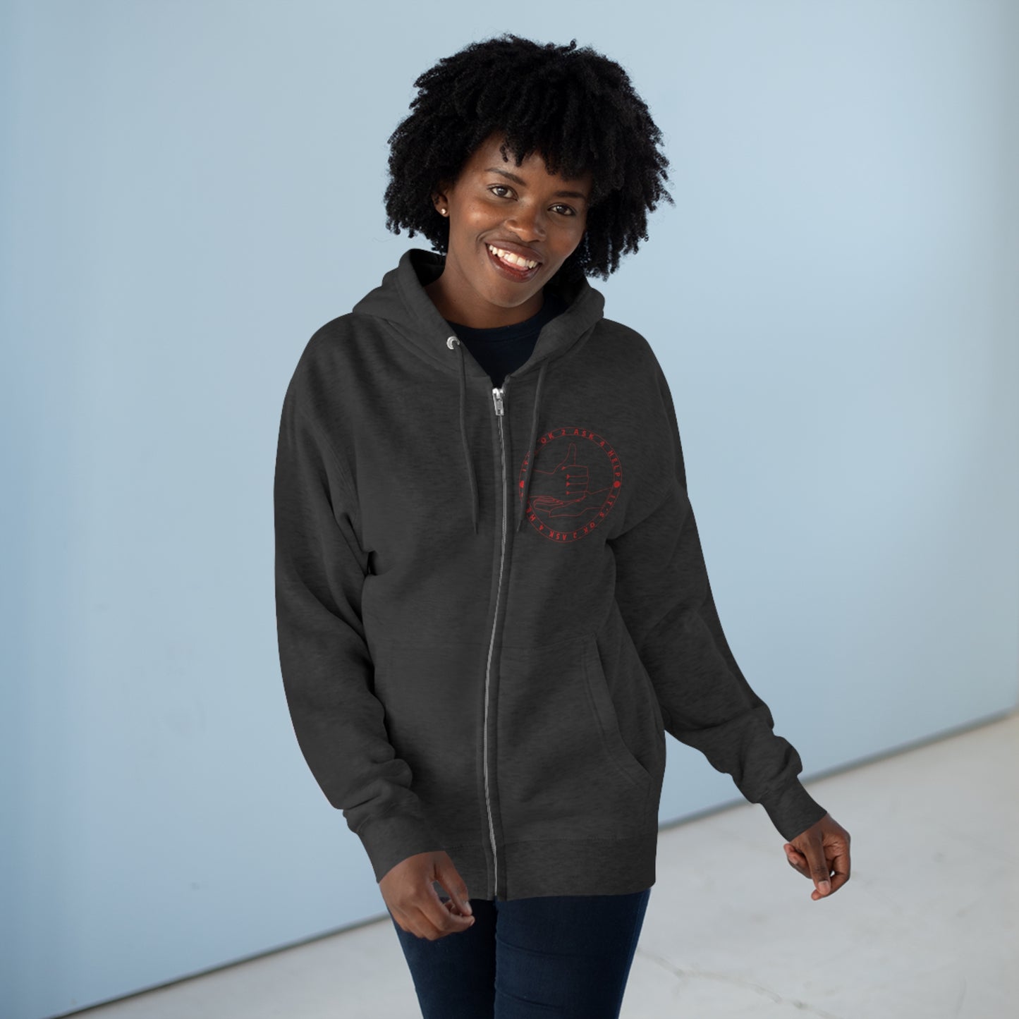 Unisex Premium Full Zip Hoodie- Red Device