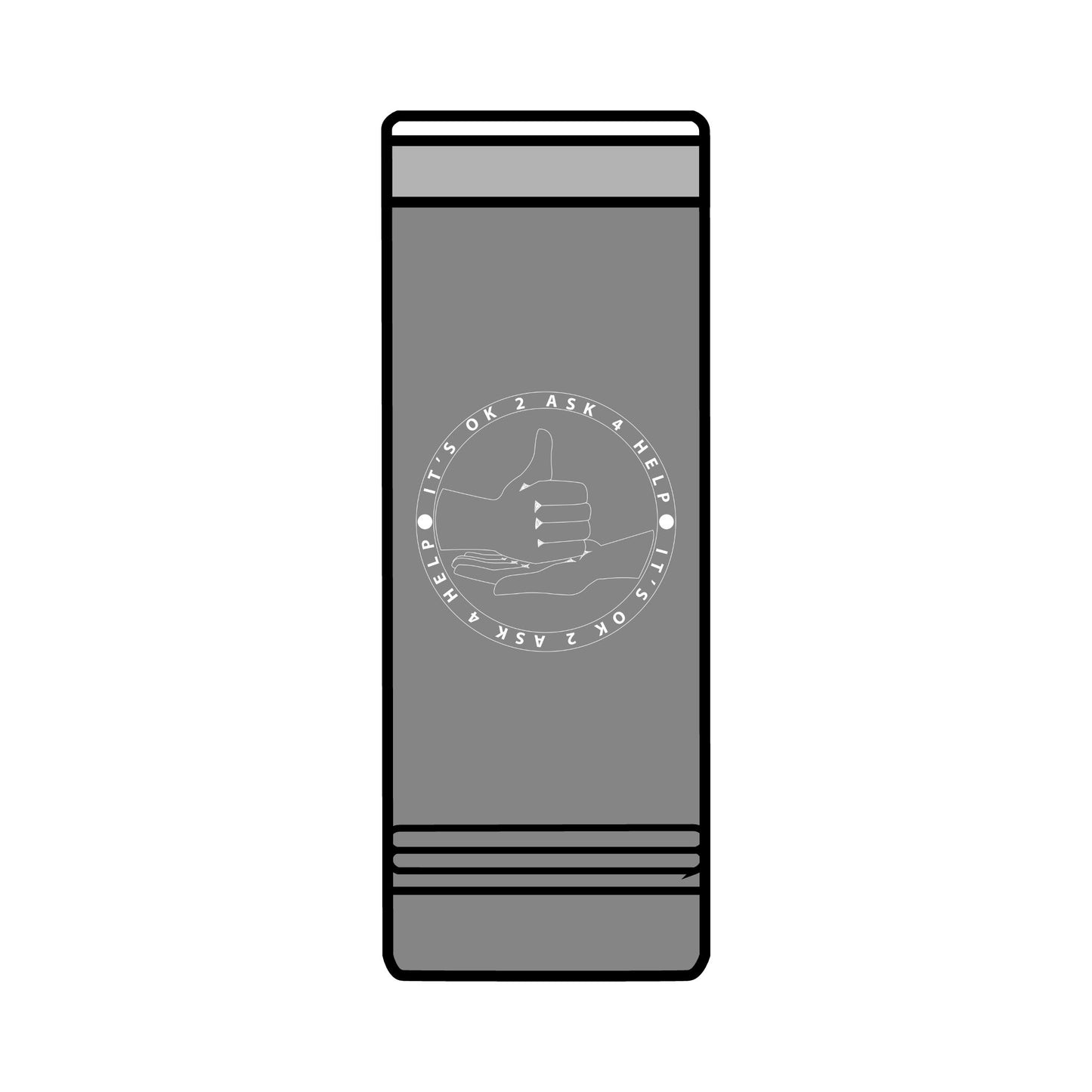 22oz Skinny Tumbler — Red 'HELP' Multilingual Support Seal