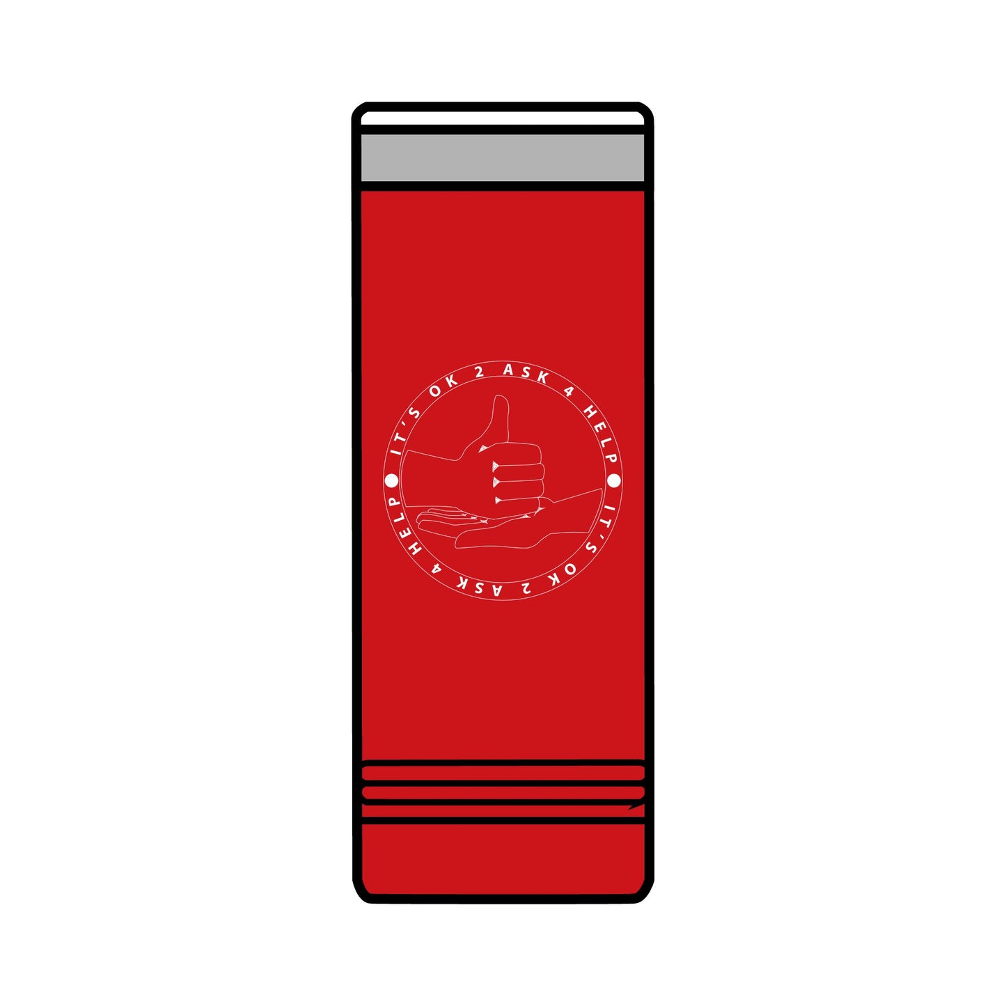 22oz Skinny Tumbler — Red 'HELP' Multilingual Support Seal