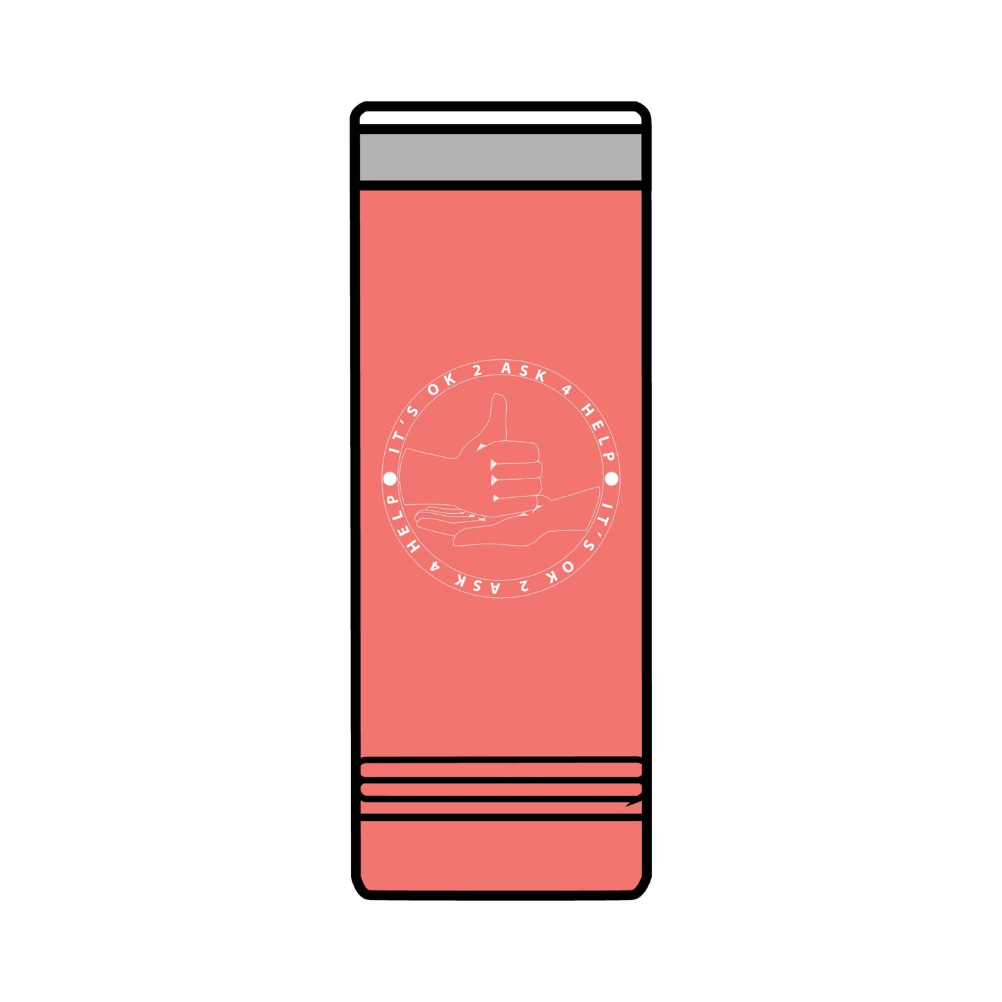 22oz Skinny Tumbler — Red 'HELP' Multilingual Support Seal
