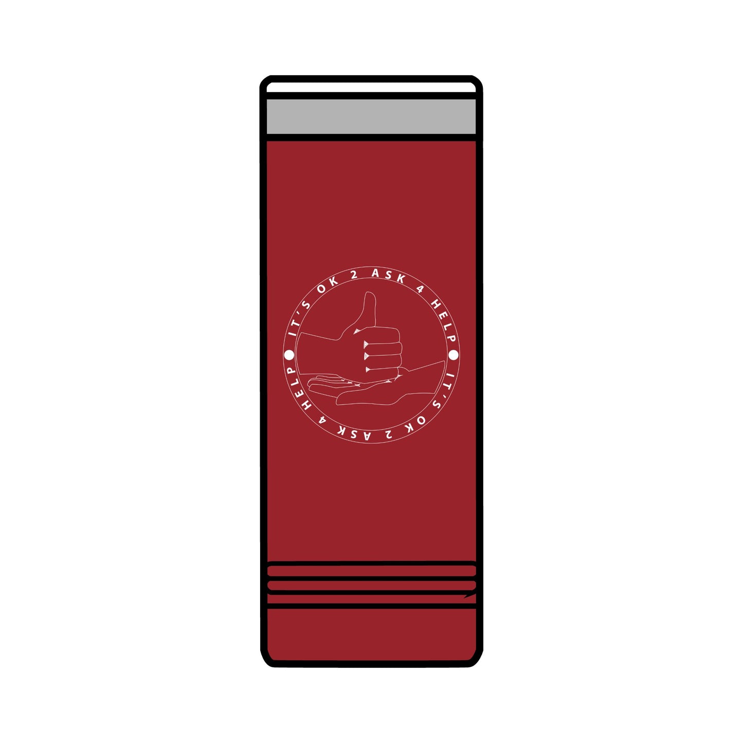 22oz Skinny Tumbler — Red 'HELP' Multilingual Support Seal