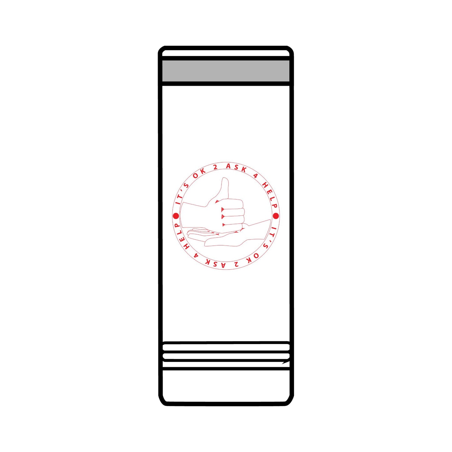 22oz Skinny Tumbler — Red 'HELP' Multilingual Support Seal