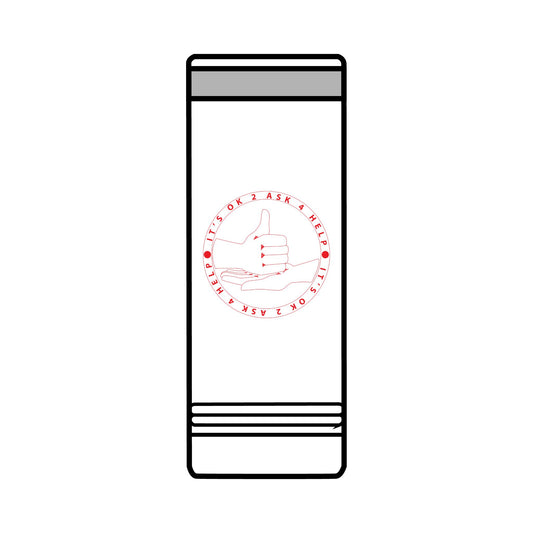 22oz Skinny Tumbler — Red 'HELP' Multilingual Support Seal