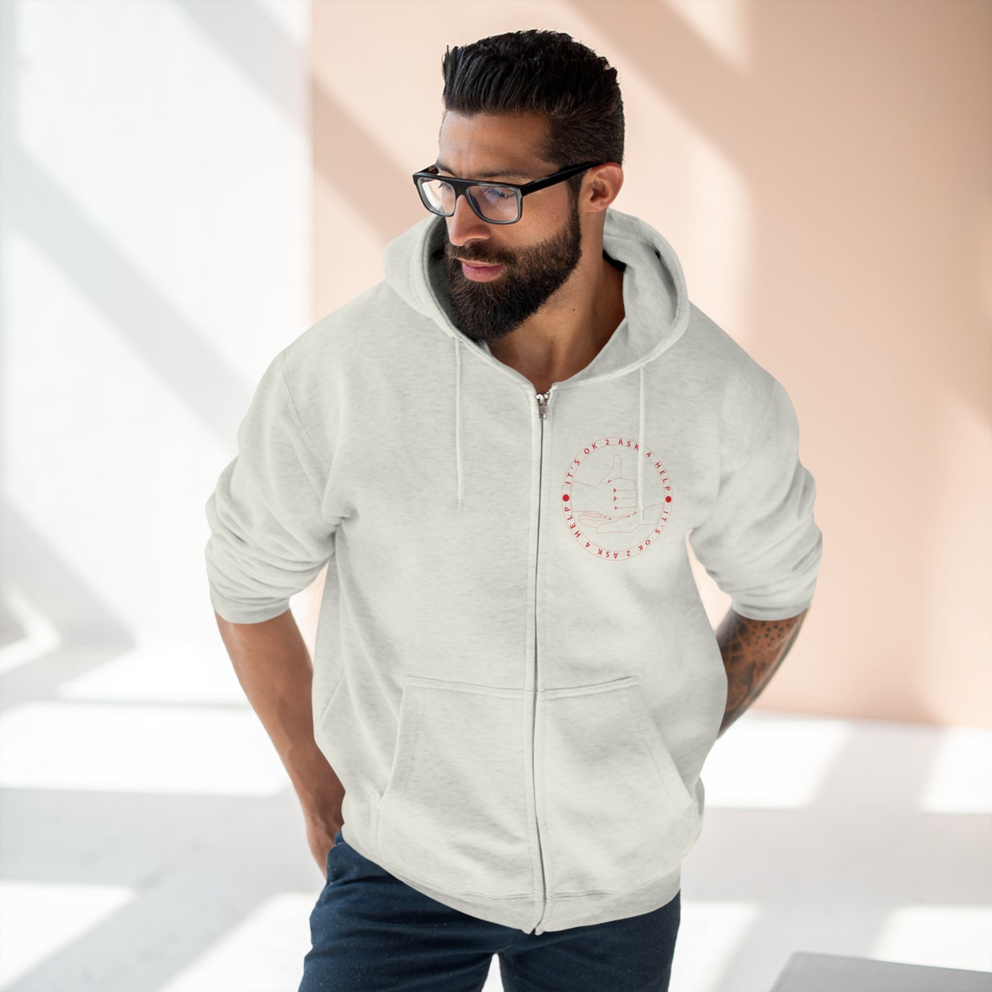 Unisex Premium Full Zip Hoodie- Red Device