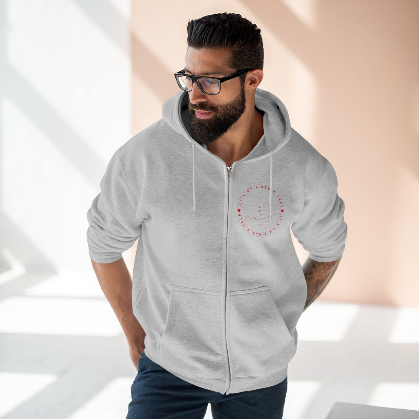 Unisex Premium Full Zip Hoodie- Red Device